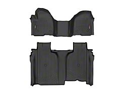 Weathertech DigitalFit Front Over the Hump and Rear Floor Liners; Black (20-26 Sierra 2500 HD Crew Cab w/ Front Bench Seat & w/o Rear Underseat Storage)