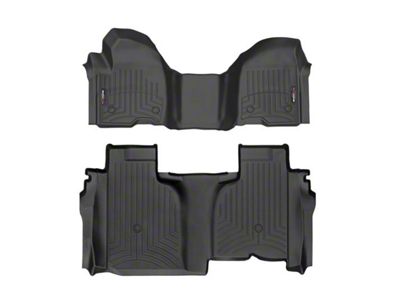 Weathertech DigitalFit Front Over the Hump and Rear Floor Liners for Vinyl Floors; Black (20-25 Sierra 2500 HD Double Cab w/ Front Bench Seat)