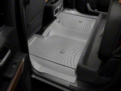 Weathertech DigitalFit Rear Floor Liner; Gray (20-24 Sierra 2500 HD Crew Cab w/ Front Bucket Seats & Rear Underseat Storage)