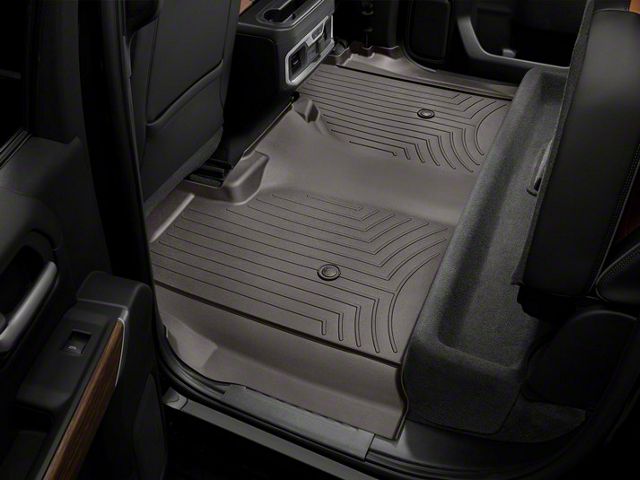 Weathertech DigitalFit Rear Floor Liner; Cocoa (20-24 Sierra 2500 HD Crew Cab w/ Front Bucket Seats & Rear Underseat Storage)