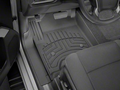 Weathertech Front and Rear Floor Liner HP; Black (20-25 Sierra 2500 HD Crew Cab w/ Front Bucket Seats & Rear Underseat Storage)
