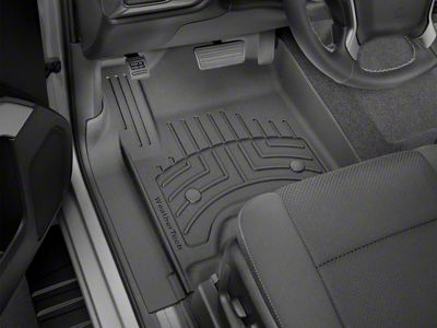 Weathertech Front and Rear Floor Liner HP; Black (20-24 Sierra 2500 HD Crew Cab w/ Front Bucket Seats & Rear Underseat Storage)