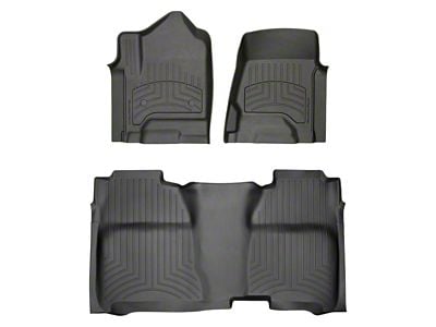 Weathertech Front and Rear Floor Liner HP; Black (15-19 Sierra 2500 HD Crew Cab w/o PTO Kit)