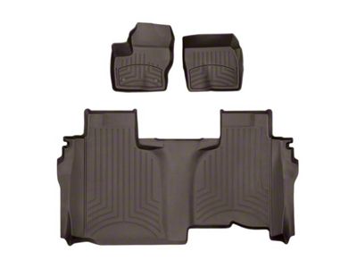 Weathertech Front and Rear Floor Liner HP; Cocoa (20-25 Sierra 2500 HD Double Cab w/ Front Bench Seats & w/o Rear Underseat Storage)