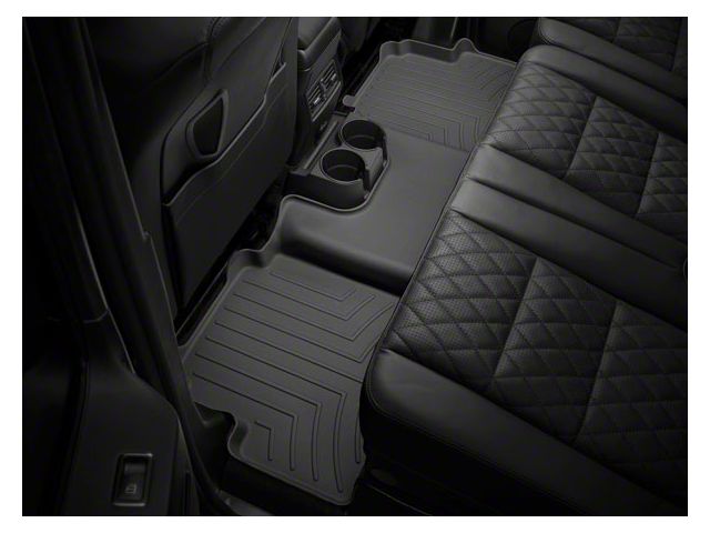 Weathertech Rear Floor Liner HP; Black (20-24 Sierra 2500 HD Crew Cab w/ Front Bucket Seat & Rear Underseat Storage Box)