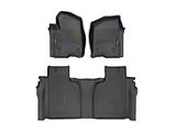 Weathertech DigitalFit Front and Rear Floor Liners; Black (20-25 Sierra 3500 HD Crew Cab w/ Front Bench Seat & Rear Underseat Storage)