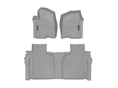 Weathertech DigitalFit Front and Rear Floor Liners; Gray (20-25 Sierra 3500 HD Crew Cab w/ Front Bench Seat & Rear Underseat Storage)