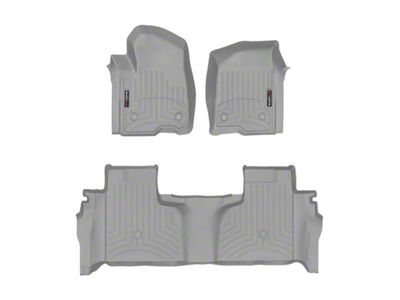 Weathertech DigitalFit Front and Rear Floor Liners; Gray (20-25 Sierra 3500 HD Double Cab w/ Front Bench Seat & Rear Underseat Storage)