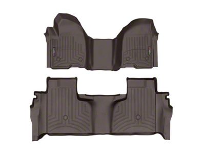 Weathertech DigitalFit Front Over the Hump and Rear Floor Liners; Cocoa (20-25 Sierra 3500 HD Double Cab w/ Front Bench Seat & Rear Underseat Storage)