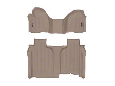 Weathertech DigitalFit Front Over the Hump and Rear Floor Liners; Tan (20-25 Sierra 3500 HD Crew Cab w/ Front Bench Seat & w/o Rear Underseat Storage)