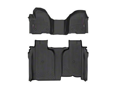 Weathertech DigitalFit Front Over the Hump and Rear Floor Liners for Vinyl Floors; Black (20-25 Sierra 3500 HD Crew Cab w/ Front Bench Seat)