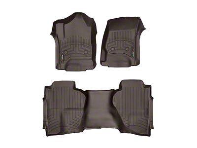 Weathertech DigitalFit Front and Rear Floor Liners; Cocoa (15-19 Sierra 3500 HD Double Cab w/ Floor Shifter)