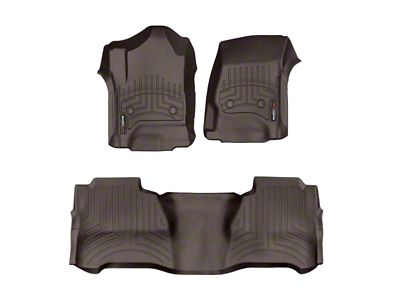 Weathertech DigitalFit Front and Rear Floor Liners; Cocoa (15-19 Sierra 3500 HD Crew Cab w/ Floor Shifter & w/o Rear Underseat Storage)