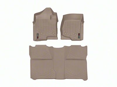 Weathertech DigitalFit Front and Rear Floor Liners; Tan (07-14 Sierra 3500 HD w/ Floor Shifter)