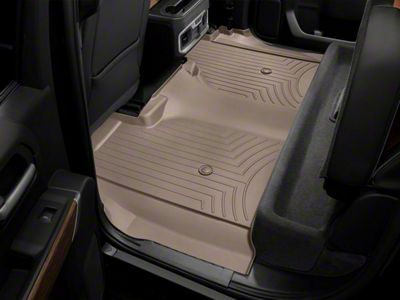 Weathertech DigitalFit Rear Floor Liner; Tan (20-24 Sierra 3500 HD Crew Cab w/ Front Bucket Seats & Rear Underseat Storage)