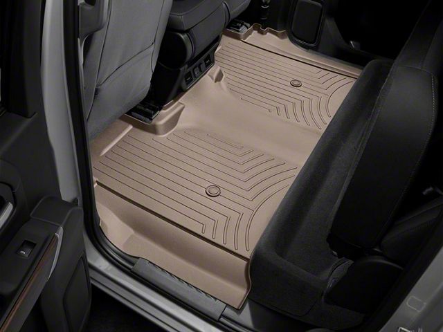 Weathertech DigitalFit Rear Floor Liner; Tan (20-24 Sierra 3500 HD Crew Cab w/ Front Bench Seat & Rear Underseat Storage))
