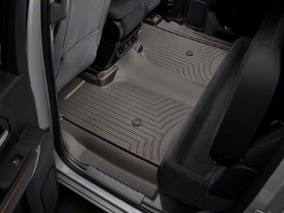 Weathertech DigitalFit Rear Floor Liner; Cocoa (20-24 Sierra 3500 HD Crew Cab w/ Front Bench Seat & Rear Underseat Storage))