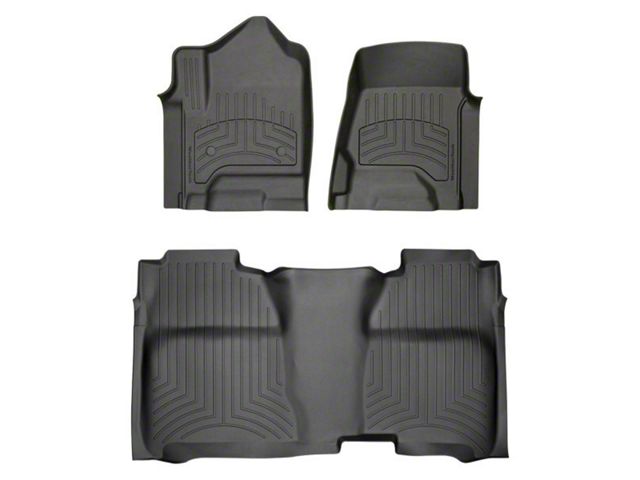 Weathertech Front and Rear Floor Liner HP; Black (15-19 Sierra 3500 HD Crew Cab w/o PTO Kit)