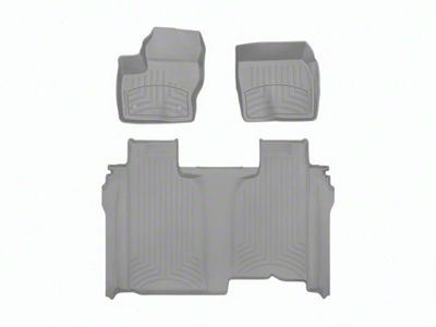 Weathertech Front and Rear Floor Liner HP; Gray (20-25 Sierra 3500 HD Crew Cab w/ Front Bench Seat & w/o Rear Underseat Storage)