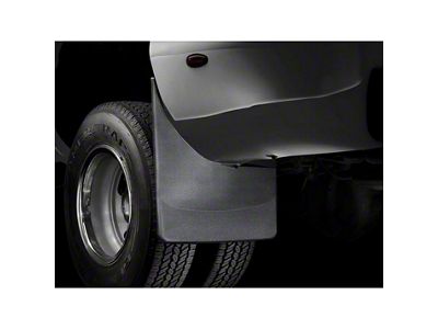 Weathertech No-Drill Mud Flaps; Rear; Black (01-06 Sierra 3500 HD DRW w/ OE Fender Flares)