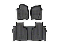 Weathertech DigitalFit Front and Rear Floor Liners; Black (19-26 Silverado 1500 Crew Cab w/ Front Bucket Seats & Rear Underseat Storage)