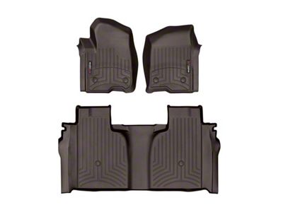 Weathertech DigitalFit Front and Rear Floor Liners; Cocoa (19-25 Silverado 1500 Crew Cab w/ Front Bucket Seats & Rear Underseat Storage)