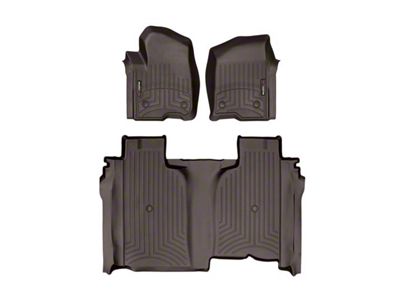 Weathertech DigitalFit Front and Rear Floor Liners; Cocoa (19-25 Silverado 1500 Crew Cab w/ Front Bench Seat & w/o Rear Underseat Storage)