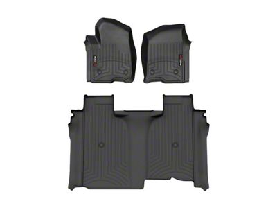 Weathertech DigitalFit Front and Rear Floor Liners for Vinyl Floors; Black (19-25 Silverado 1500 Crew Cab w/ Front Bucket Seats & w/o Rear Underseat Storage)