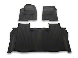 Weathertech Front and Rear Floor Liner HP; Black (19-24 Silverado 1500 Crew Cab w/ Front Bucket Seats & Rear Underseat Storage)