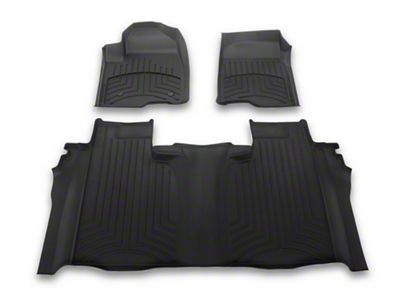 Weathertech Front and Rear Floor Liner HP; Black (19-25 Silverado 1500 Crew Cab w/ Front Bucket Seats & Rear Underseat Storage)