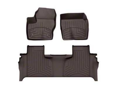Weathertech Front and Rear Floor Liner HP; Cocoa (19-25 Silverado 1500 Double Cab w/ Front Bucket Seats & Rear Underseat Storage)