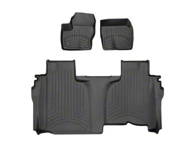 Weathertech Front and Rear Floor Liner HP; Black (19-25 Silverado 1500 Double Cab w/ Front Bench Seat & w/o Rear Underseat Storage)
