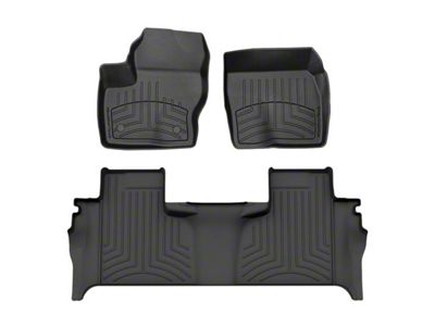 Weathertech Front and Rear Floor Liner HP; Black (19-25 Silverado 1500 Double Cab w/ Front Bucket Seats & Rear Underseat Storage)