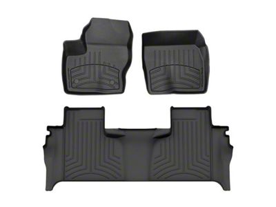 Weathertech Front and Rear Floor Liner HP; Black (19-24 Silverado 1500 Double Cab w/ Rear Underseat Storage)