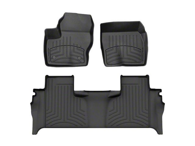 Weathertech Front and Rear Floor Liner HP; Black (19-24 Silverado 1500 Double Cab w/ Rear Underseat Storage)