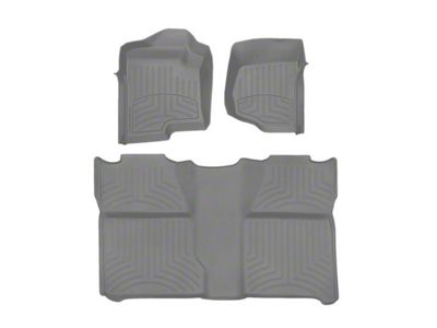 Weathertech Front and Rear Floor Liner HP; Gray (07-13 Silverado 1500 Crew Cab w/o Floor Shifter, Excluding Hybrid)