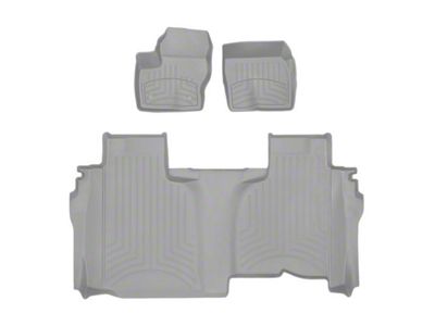 Weathertech Front and Rear Floor Liner HP; Gray (19-25 Silverado 1500 Double Cab w/ Front Bench Seat & w/o Rear Underseat Storage)