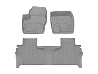 Weathertech Front and Rear Floor Liner HP; Gray (19-25 Silverado 1500 Double Cab w/ Front Bucket Seats & Rear Underseat Storage)
