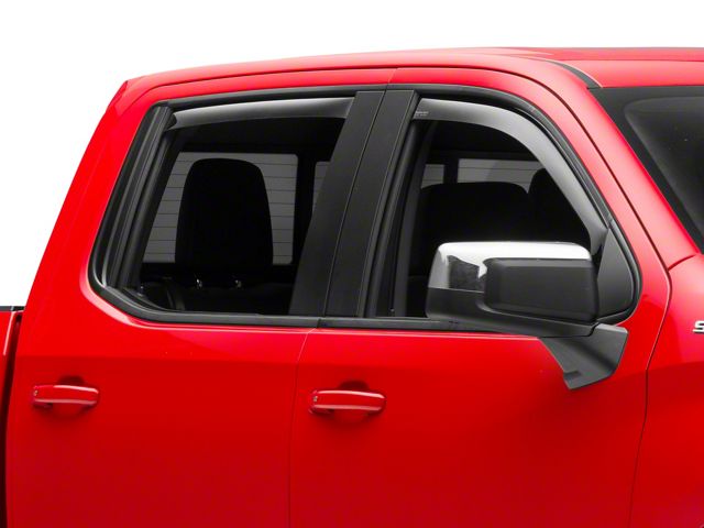 Weathertech Side Window Deflectors; Front and Rear; Dark Smoke (19-23 Silverado 1500 Crew Cab w/ Rubber Window Sill)