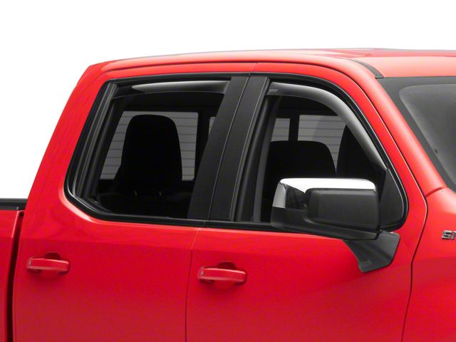 Weathertech Side Window Deflectors; Front and Rear; Dark Smoke (19-23 Silverado 1500 Crew Cab w/ Chrome or Black Window Sill)