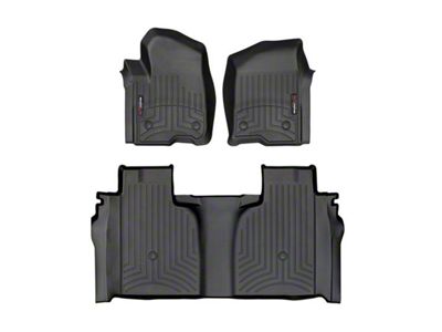 Weathertech DigitalFit Front and Rear Floor Liners; Black (20-25 Silverado 2500 HD Crew Cab w/ Front Bucket Seats & Rear Underseat Storage)