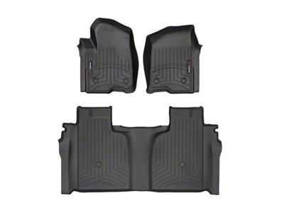 Weathertech DigitalFit Front and Rear Floor Liners; Black (20-25 Silverado 2500 HD Crew Cab w/ Front Bench Seat & Rear Underseat Storage)