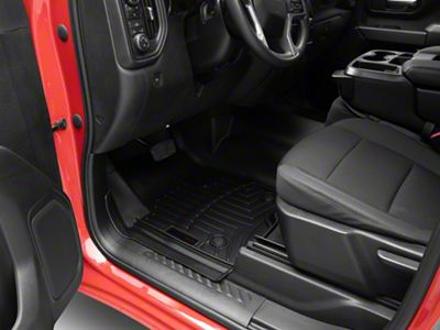 Weathertech DigitalFit Front and Rear Floor Liners; Black (20-26 Silverado 2500 HD Crew Cab w/ Front Bench Seat & Rear Underseat Storage)