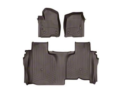 Weathertech DigitalFit Front and Rear Floor Liners; Cocoa (20-25 Silverado 2500 HD Double Cab w/ Front Bench Seats & w/o Rear Underseat Storage)