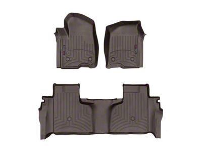 Weathertech DigitalFit Front and Rear Floor Liners; Cocoa (20-25 Silverado 2500 HD Double Cab w/ Front Bench Seat & Rear Underseat Storage)