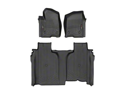 Weathertech DigitalFit Front and Rear Floor Liners for Vinyl Floors; Black (20-25 Silverado 2500 HD Double Cab w/ Front Bench Seat)