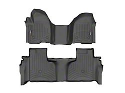 Weathertech DigitalFit Front Over the Hump and Rear Floor Liners; Black (20-25 Silverado 2500 HD Double Cab w/ Front Bench Seat & Rear Underseat Storage)