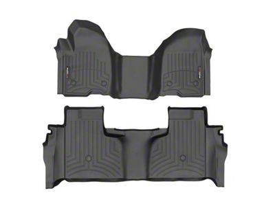 Weathertech DigitalFit Front Over the Hump and Rear Floor Liners; Black (20-25 Silverado 2500 HD Double Cab w/ Front Bench Seat & Rear Underseat Storage)