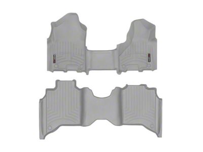 Weathertech DigitalFit Front Over the Hump and Rear Floor Liners; Gray (20-25 Silverado 2500 HD Double Cab w/ Front Bench Seat & Rear Underseat Storage)