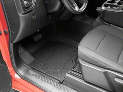 Weathertech Front and Rear Floor Liner HP; Black (20-25 Silverado 2500 HD Crew Cab w/ Front Bucket Seats & Rear Underseat Storage)